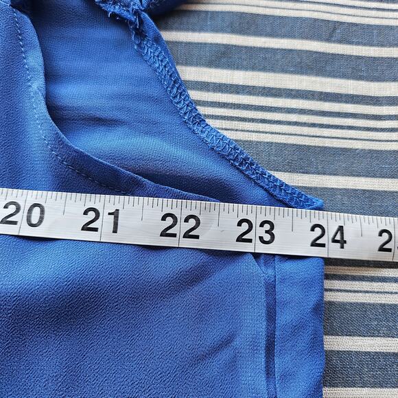 blouse cold shoulder halter blue sz 2x - Picture 8 of 9